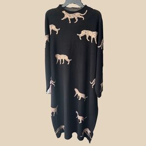 Nina Leonard - Black Dress with Leopards- 3X - Fast Ship